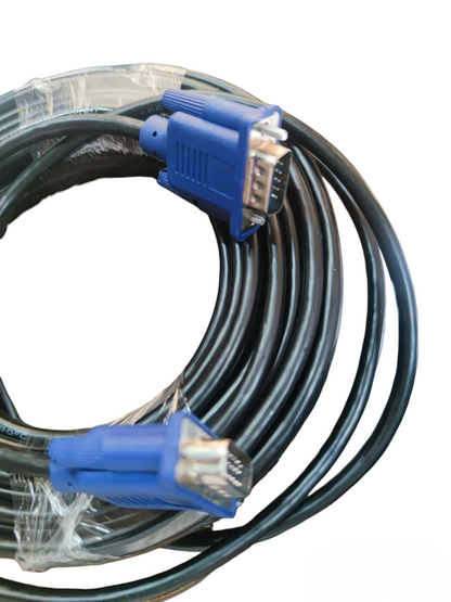 Grippes VGA Cable 15 Meters with blue connectors and durable black insulation