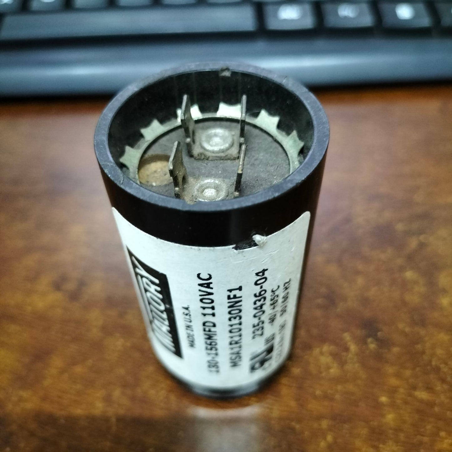 Mallory Motor Starting Capacitor 130-156 uf 110V AC, Capacitor 130-156MFD