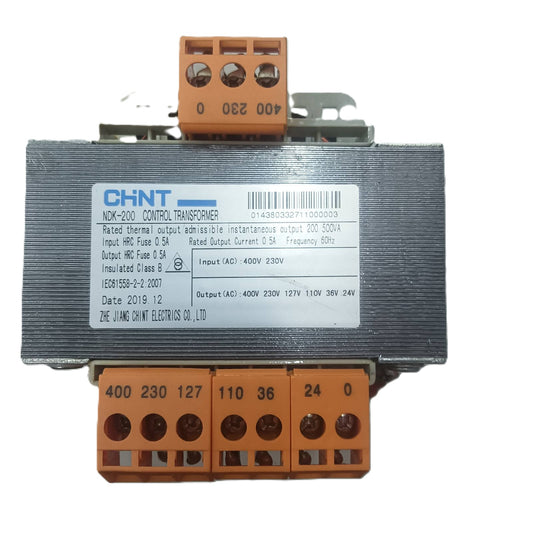 Chint Control Transformer 200VA NDK-200 Single Phase Input 230/400VAC Output 0, 24,36,110,127,230,400VAC