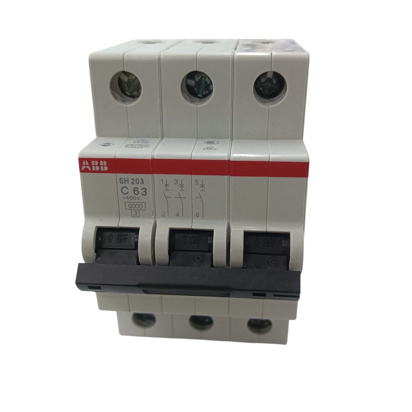 ABB Miniature Circuit Breaker 63A 3 Pole MCB 6 Kaic 400V SH203-C63