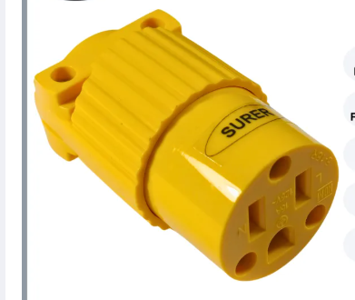 Surer Flat Pin  Outlet with Ground Plug Cord Connector Type 15A 125V AC #521
