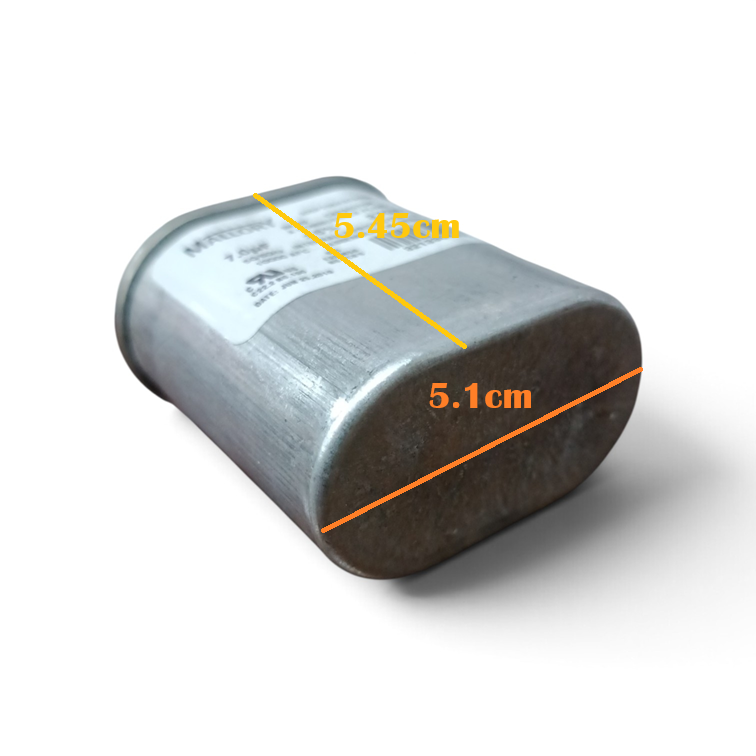 Oil-Filled Metallized Polypropylene Film Running Capacitor 7uf 370V AC 50/60Hz Aluminum Can, With Resin-Sealed Terminals