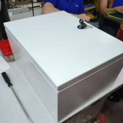 T&J Control Box 400 x 300 x 200 mm Powder Coated Beige, Electrical Enclosure, Metal Enclosure, Steel Wall Box IP65 Metal Box