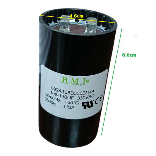 BMI Motor Starting Capacitor 108-130UF 330V AC, Capacitor 108-130MFD