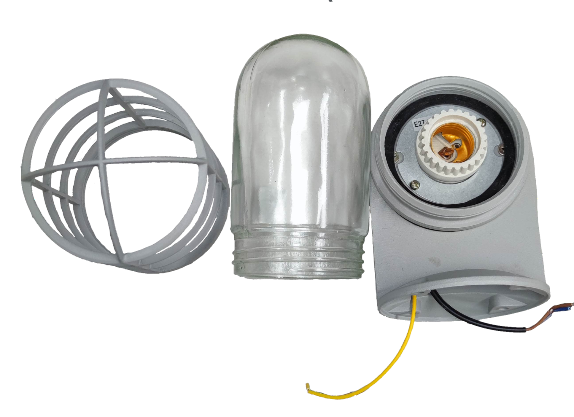 Biglite wall mounted vapor lamp incandescent bulb holder with protective cage and glass cover