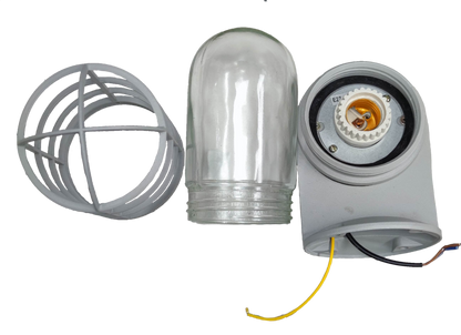 Biglite wall mounted vapor lamp incandescent bulb holder with protective cage and glass cover