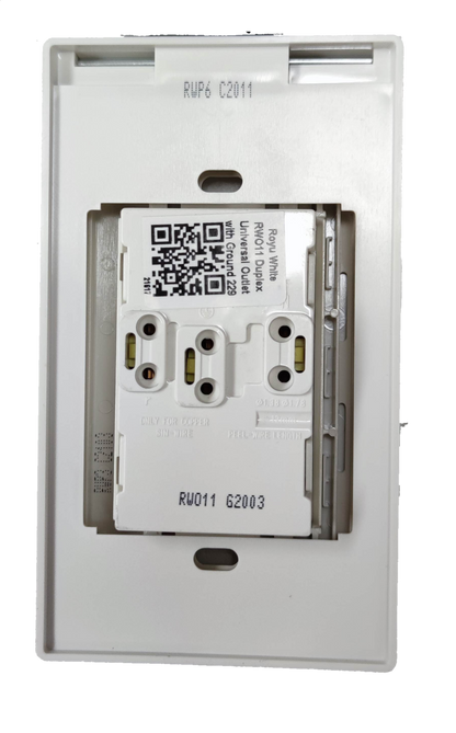 Royu Weatherproof Duplex Universal Outlet Wide Series white electrical power outlet with dual sockets