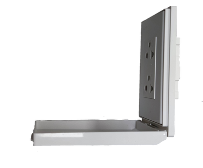 Royu Weatherproof Duplex Universal Outlet Wide Series with protective cover in open position
