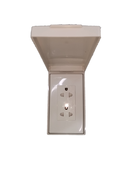 Royu Weatherproof Duplex Universal Outlet Wide Series with protective cover for outdoor use