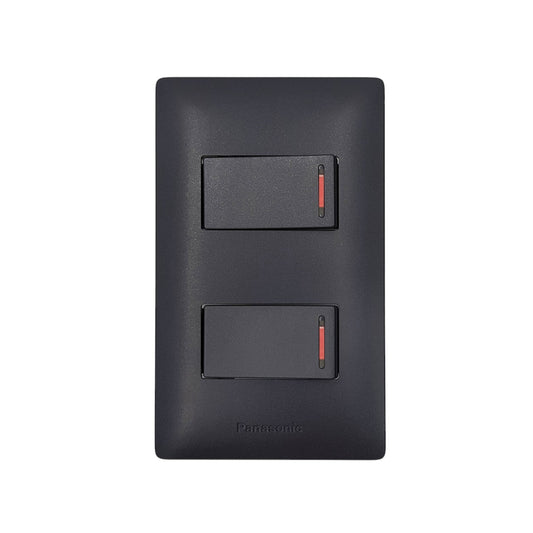 Panasonic Illuminated 2 Gang 3 Way Switch 3 Device Slim Art Series Metallic Black WSAG6802MB-1/2XWSAG5572MB-5
