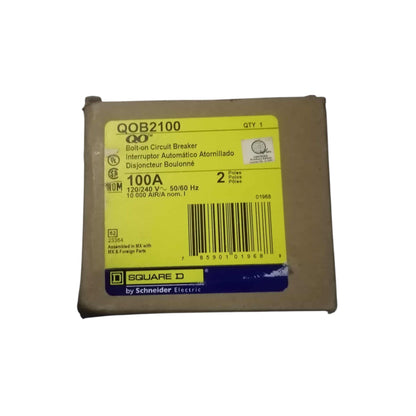 Square D 100A 2Pole 10KAIC 220V Bolt On Circuit Breaker SE-QOB2100