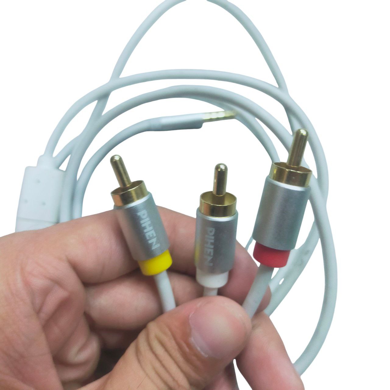 White RCA to aux durable audio cord for connecting devices with high-quality sound transfer