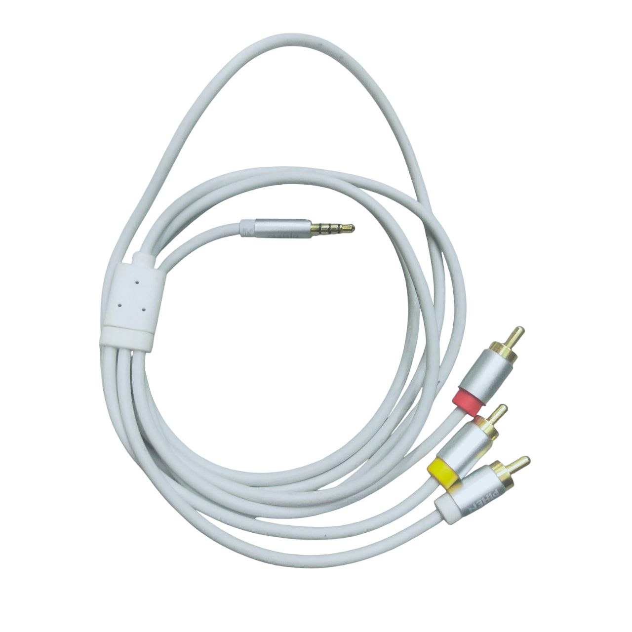 White RCA to aux durable audio cord for connecting audio devices with high-quality sound