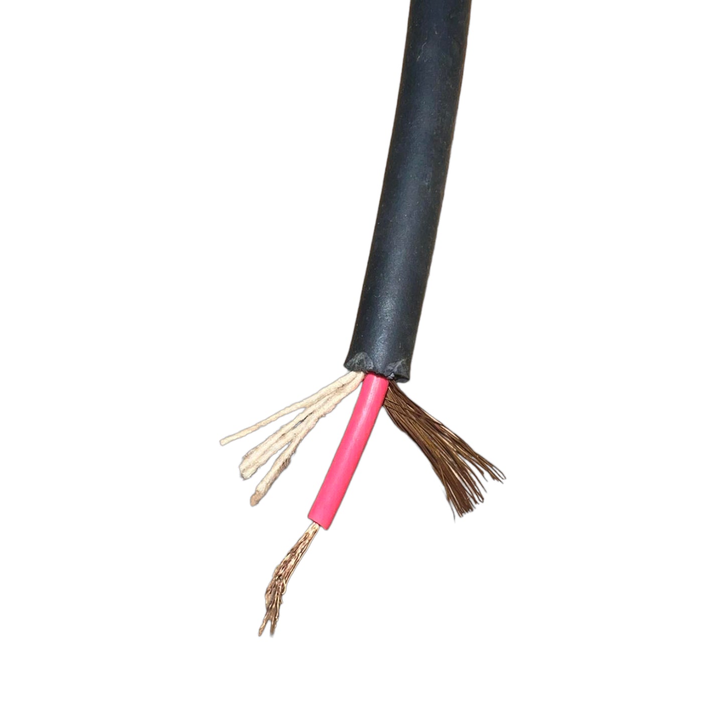 Win Microphone Cable with durable black insulation and exposed copper wires for audio connections