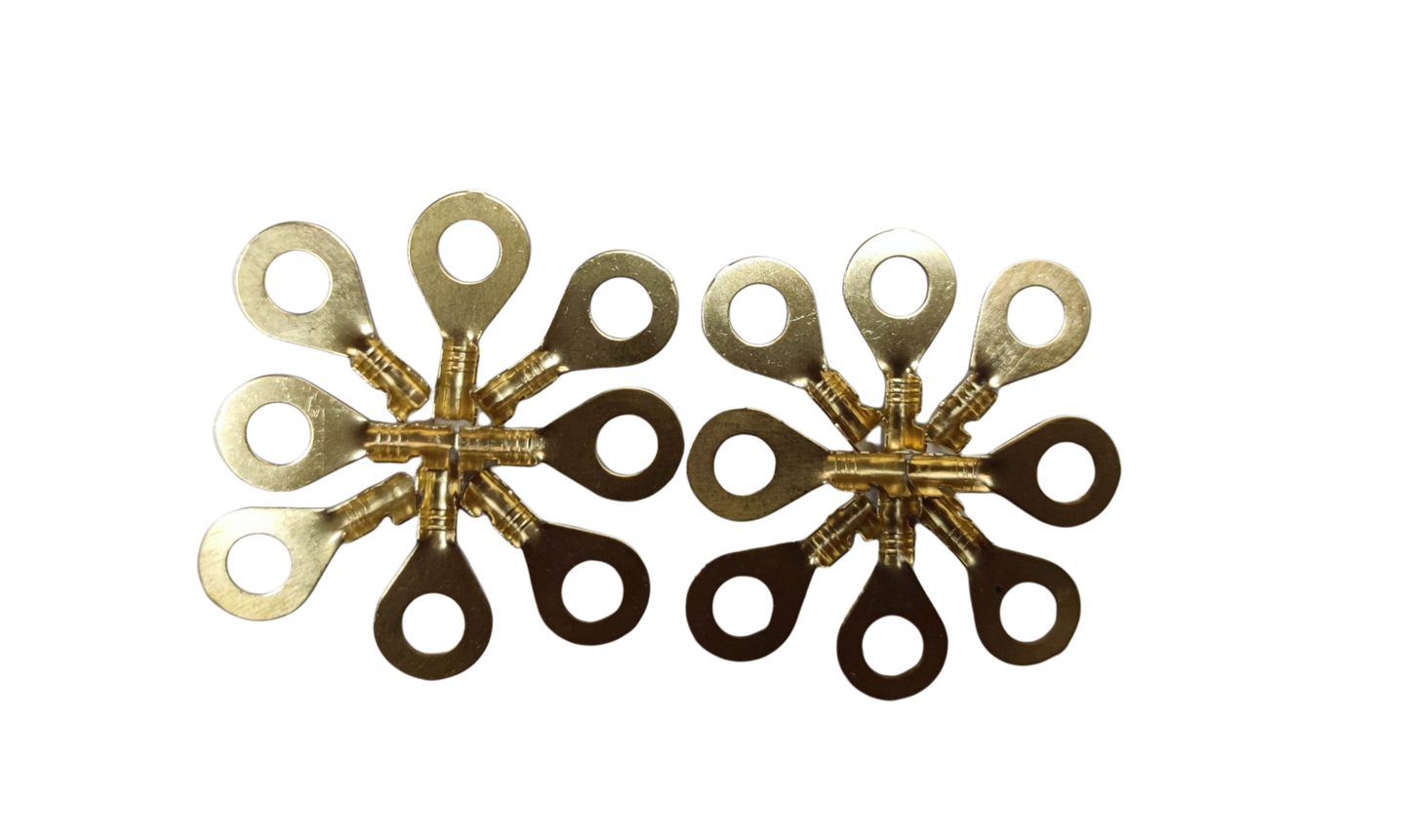 7mm hole round wire terminal connectors in gold color for electrical circuit applications