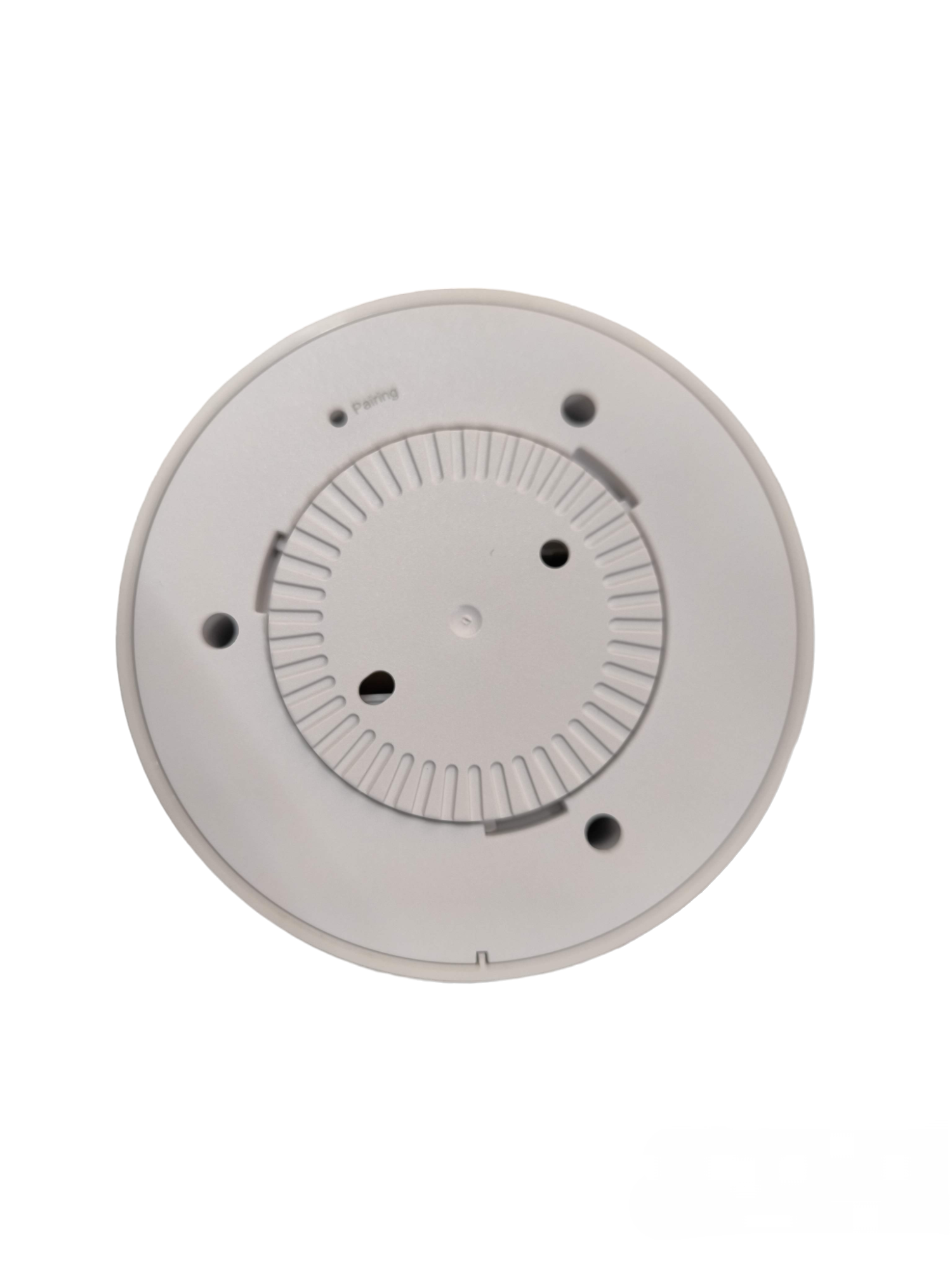 Aegislink Wireless Interlinked Smoke Alarm white round security device with vents and mounting holes
