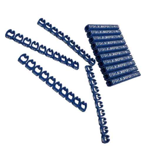 Grippes blue snap on AZ cable markers for electrical wires alphabet clip set for organizing wiring