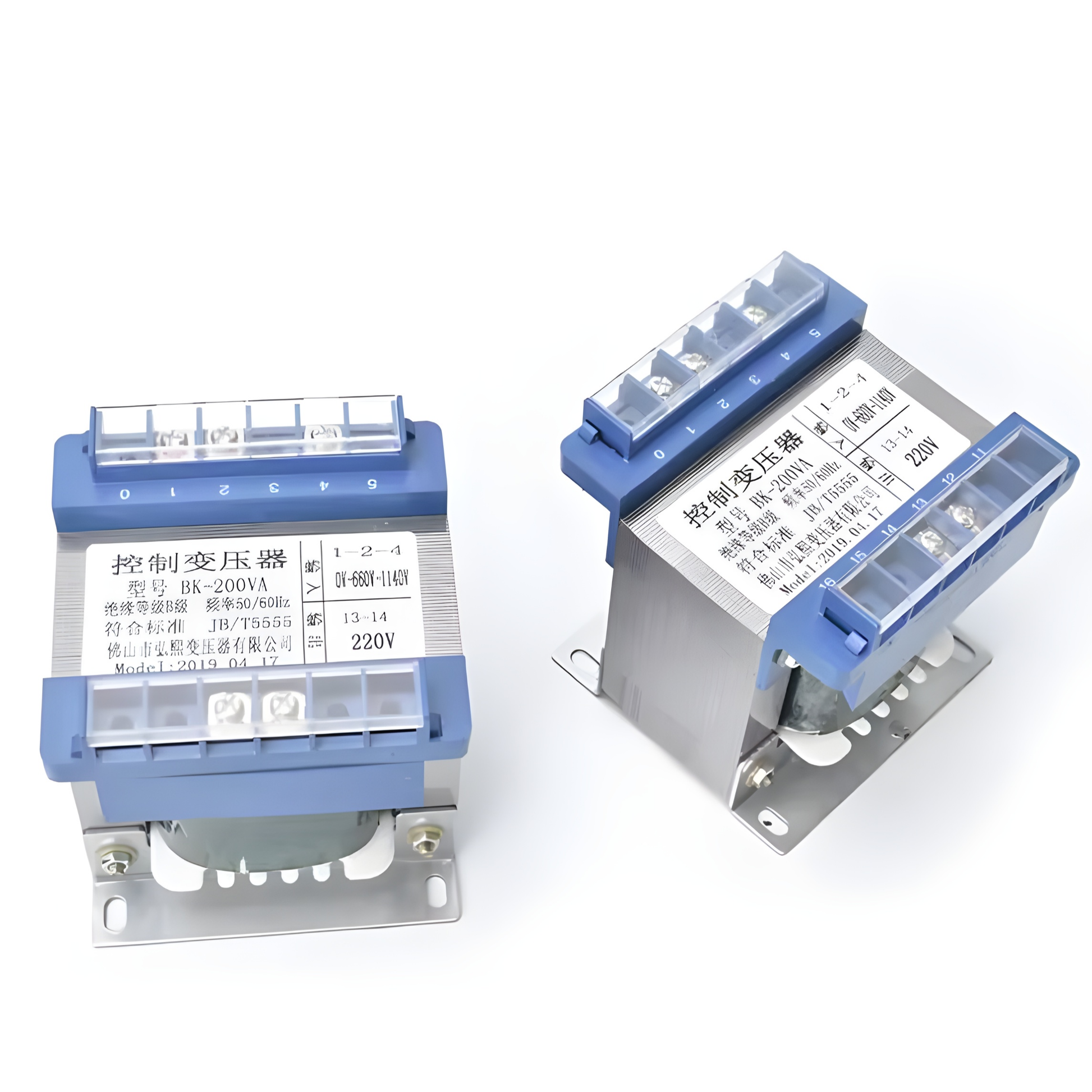 Wixim 400VA Control Transformer twin units with blue terminal blocks and mounting bracket 220V