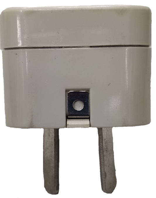 White Travel Adaptor Type I plug from China with two flat angled pins for international use
