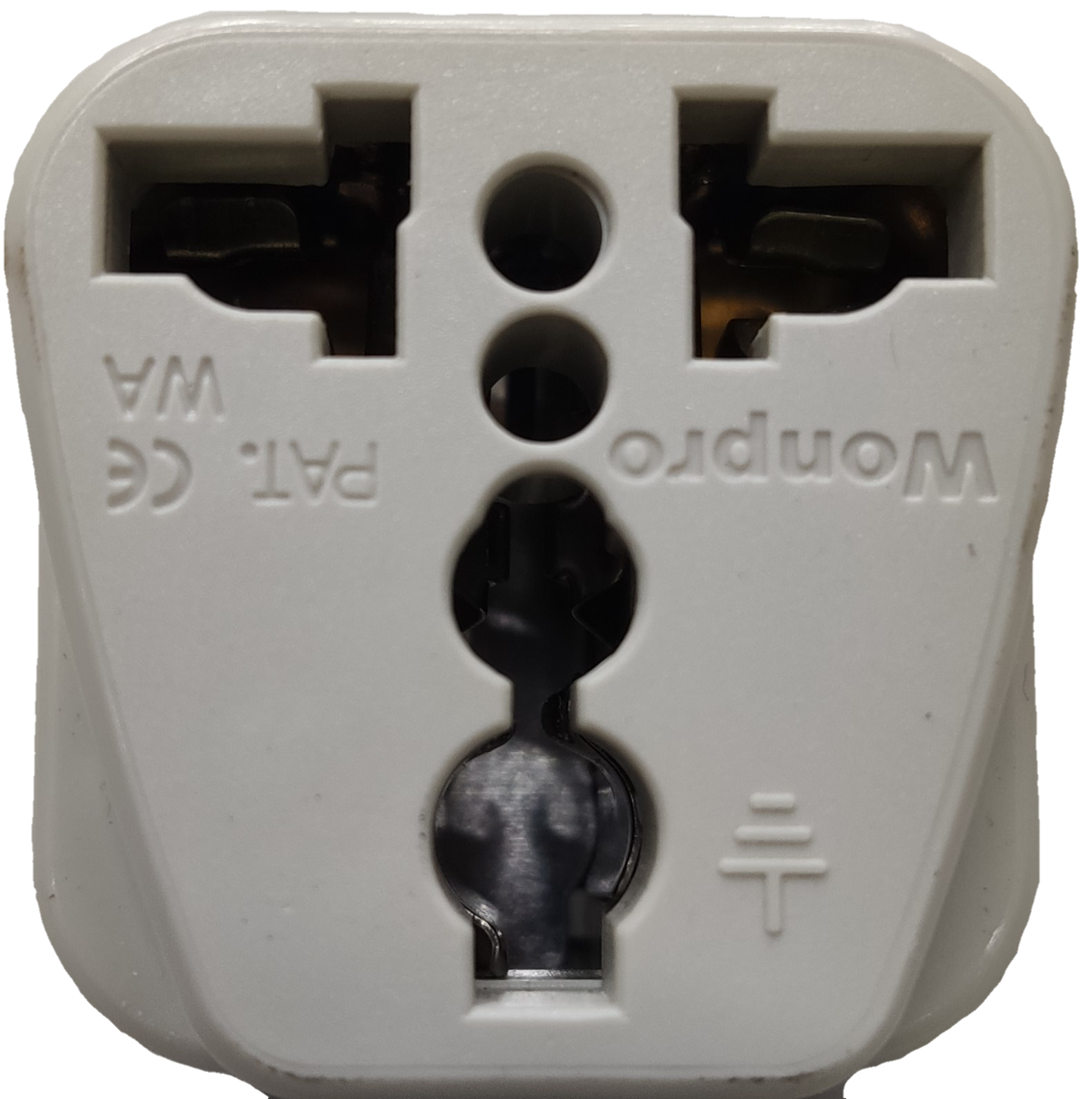 White travel adaptor Type I plug with multiple socket inputs for international use