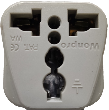 White travel adaptor Type I plug with multiple socket inputs for international use