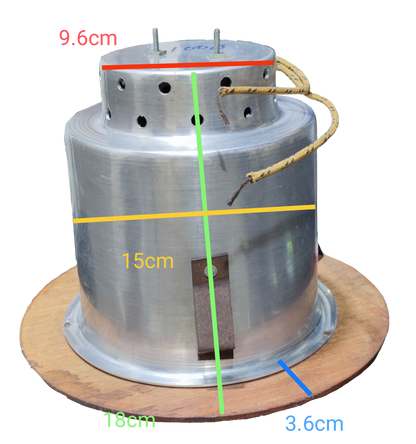 Wooden border down light fixture with metal housing and attached wires for lighting installation accessories