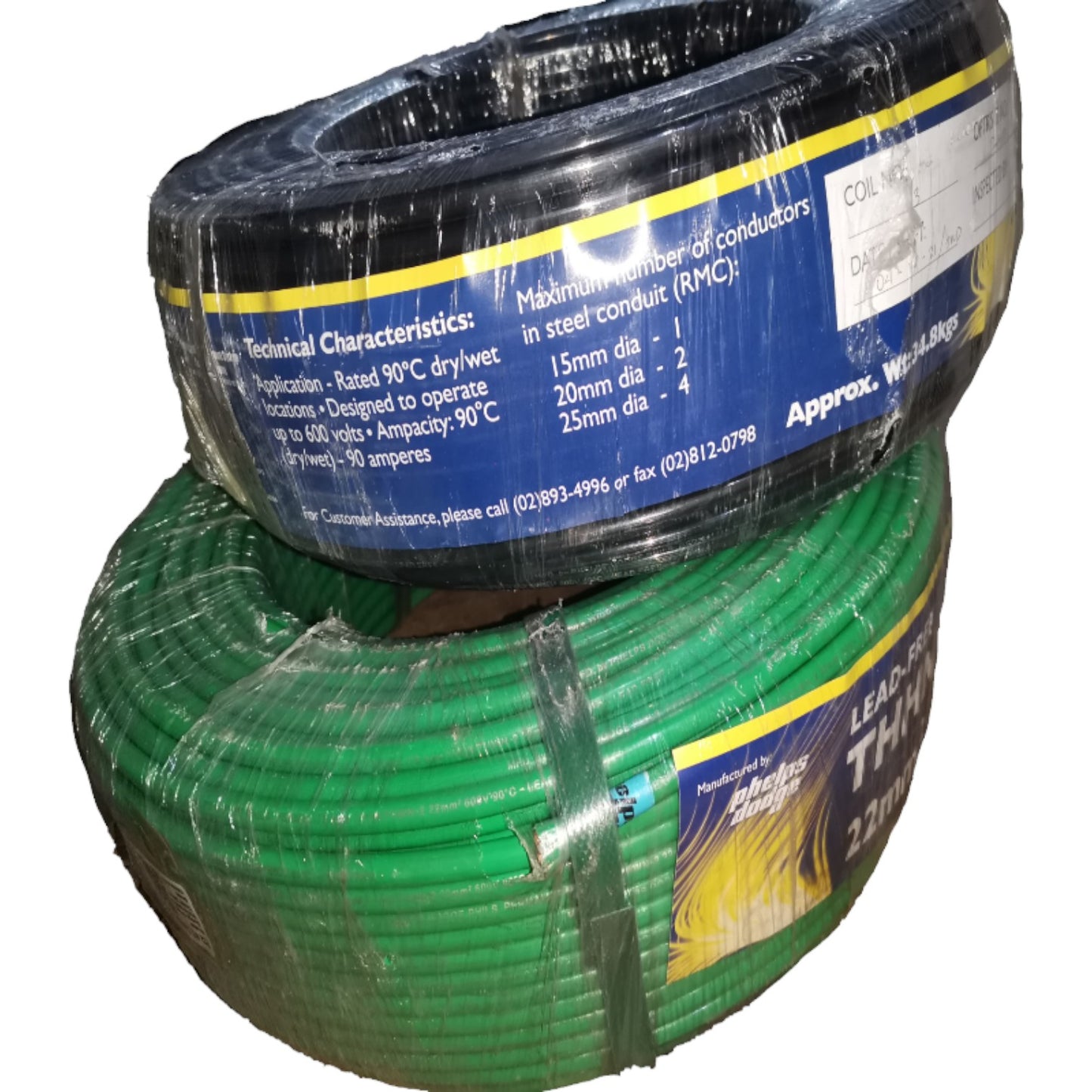 Phelps Dodge 22mm THHN Wire AWG 4/7 THWN Stranded Wire Yellow 1 Roll - 150 Meters
