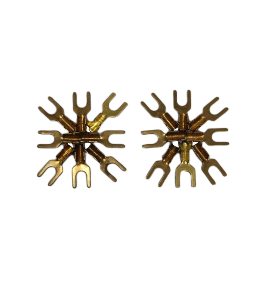 Y Terminal 4mm Y Size Y-111 connectors in gold for electrical circuitry applications