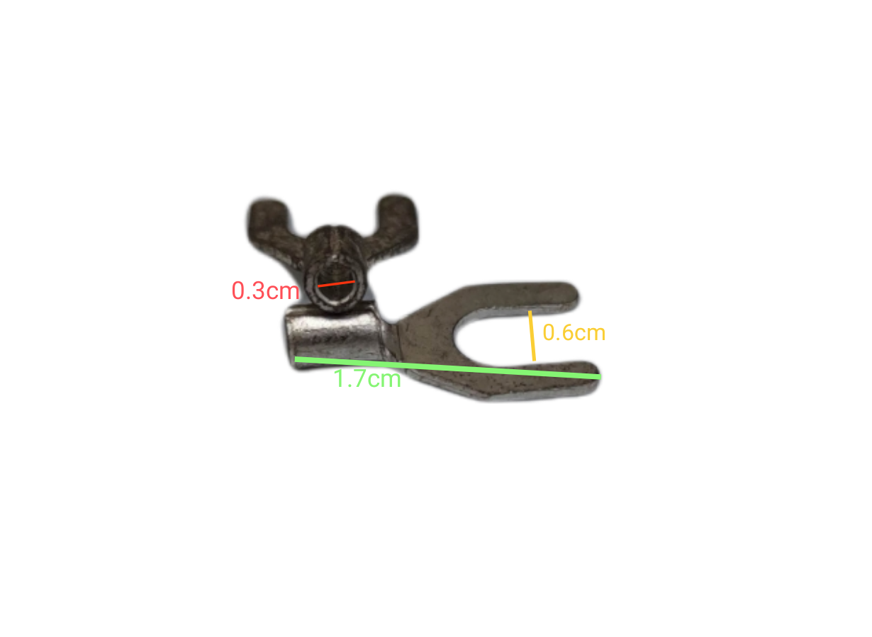 Y Terminal 6mm YA-10 with dimensions 1.7cm and 0.6cm for electrical connections