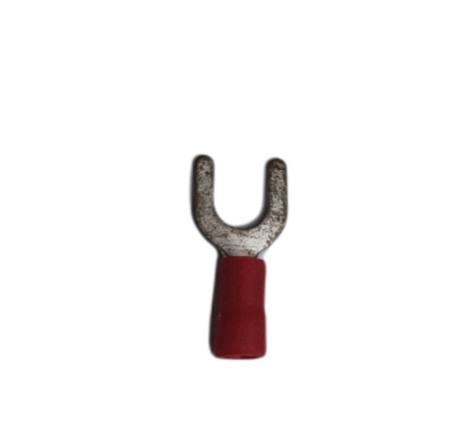 Y type terminal lugs with red insulation for secure electrical connections.