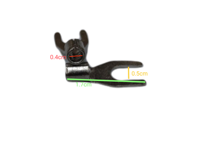 YB-8C electrical fork terminal with dimensions marked for easy reference and identification