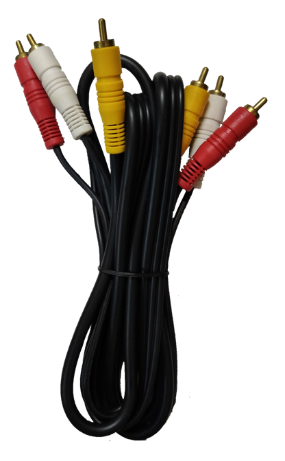 High-quality yellow red white RCA cord for stereo and video with gold-plated connectors