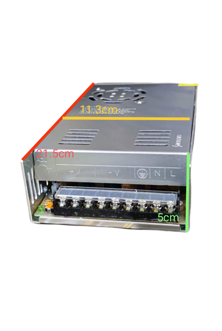 ZwitseRise Power Supply 24V 20A - 220V Input for door chimes metal enclosed switching supply with terminal block
