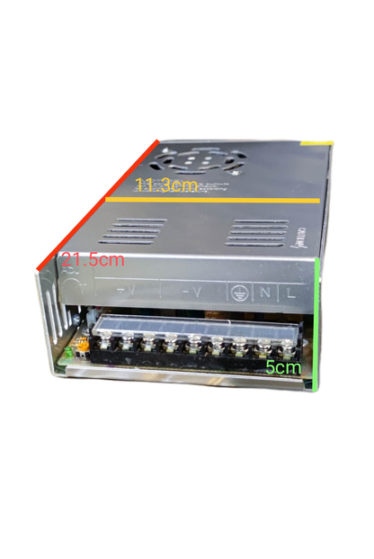 ZwitseRise Power Supply 24V 20A - 220V Input for door chimes metal enclosed switching supply with terminal block