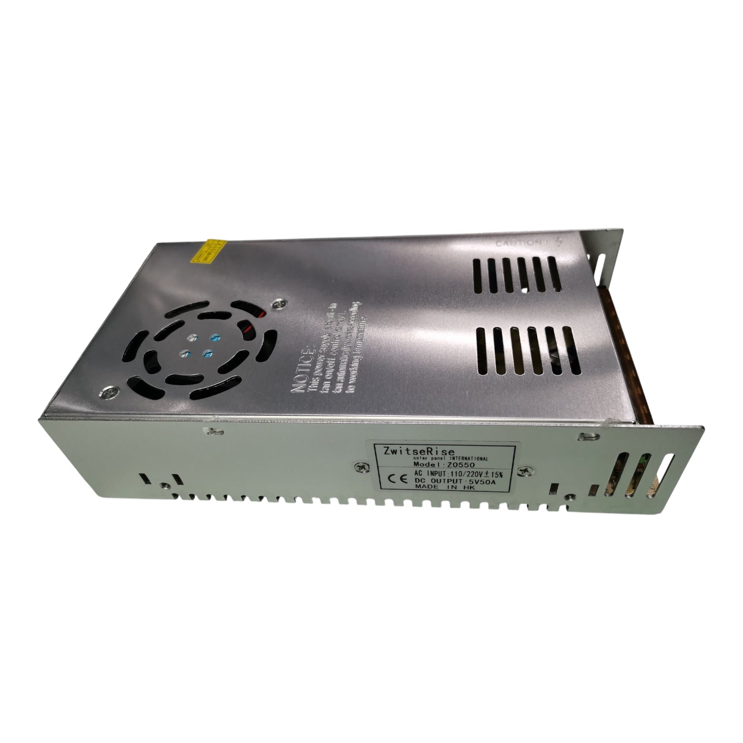 ZwitseRise Z0550 power supply for LED and CCTV with durable metal casing and ventilation holes