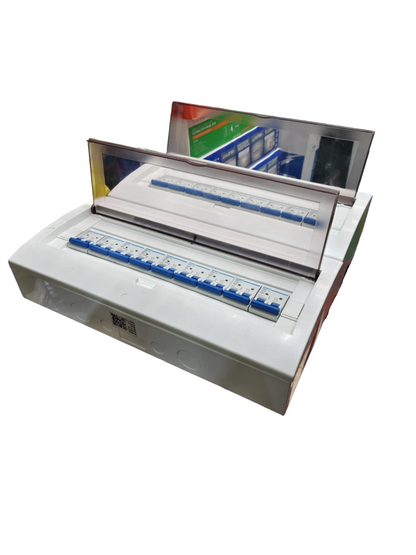 Chint and ZY white distribution board with two rows of blue breakers and transparent cover 50A 36 ways surface type panel box